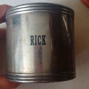 Vintage patina looking silver coozie "rick"